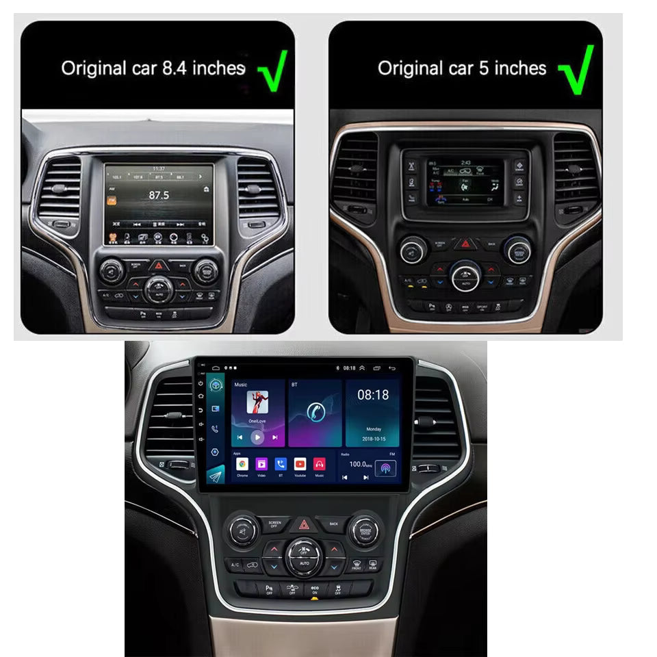 Grand écran Carplay pour Jeep Grand Cherokee de 2016 à 2019