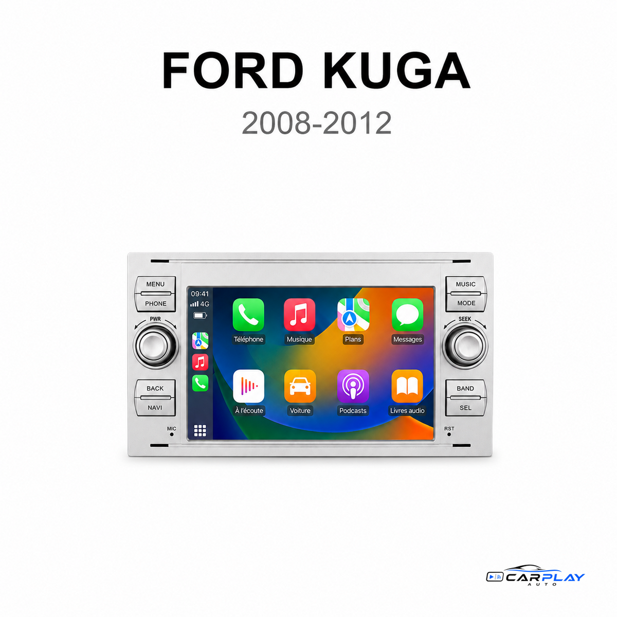 Écran CarPlay compatible avec Ford Kuga [2008-2012] - Gris