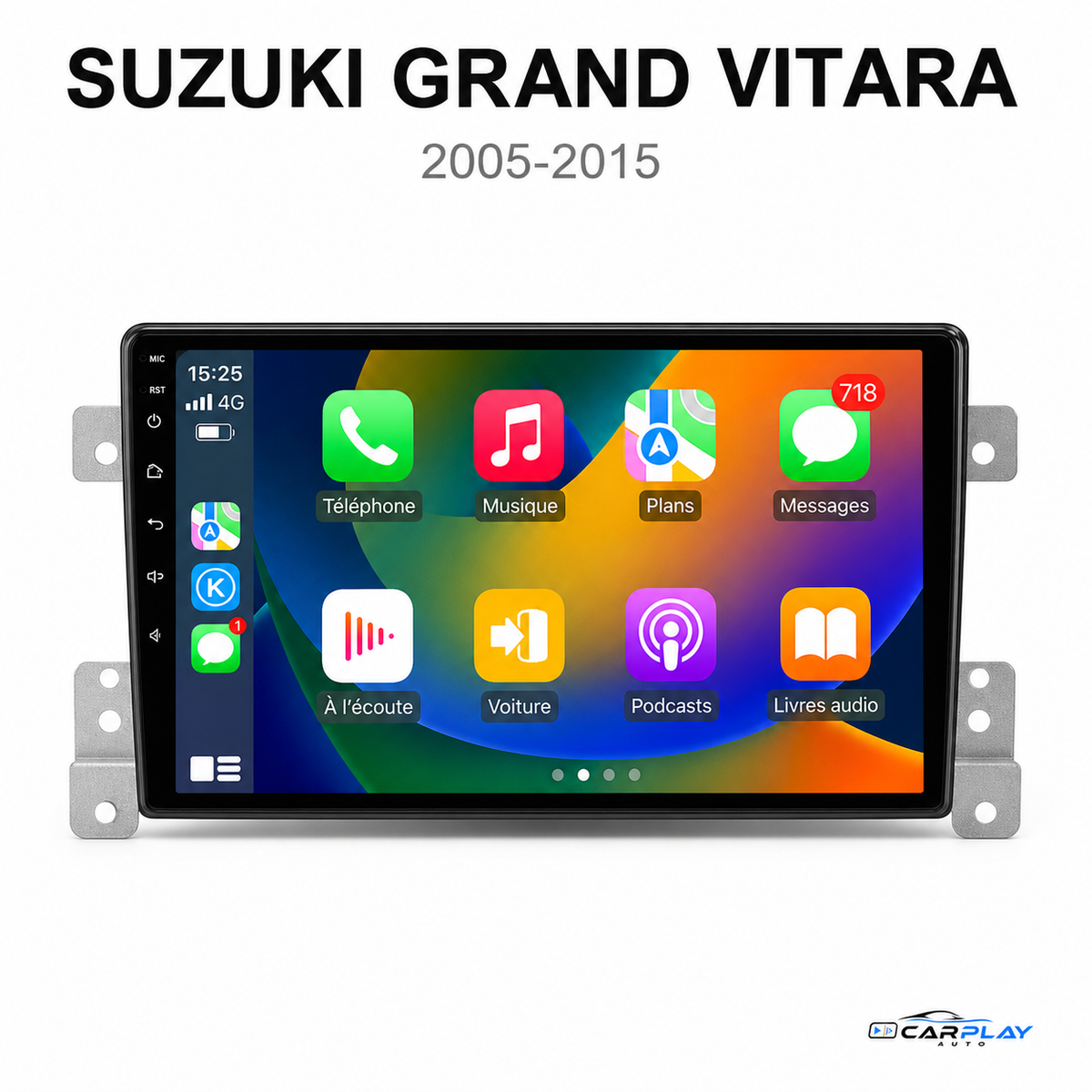 Écran CarPlay compatible avec Suzuki Grand Vitara [2005-2015]