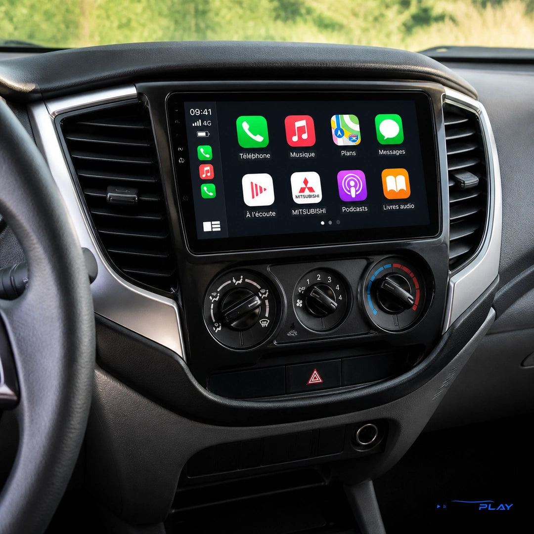 Écran CarPlay compatible avec Mitsubishi L200 [2015-2021] Climatisation manuelle