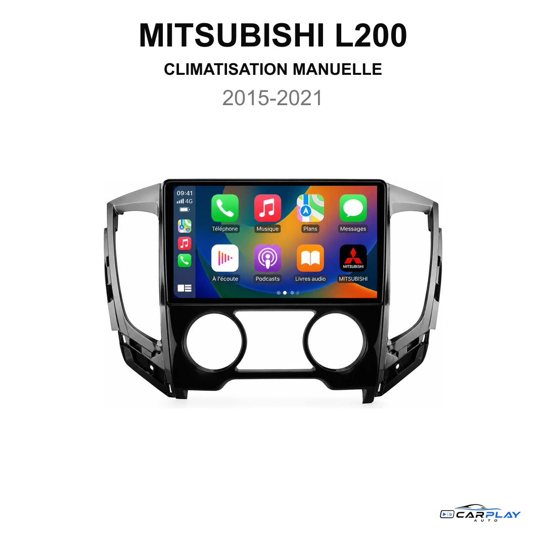 Écran CarPlay compatible avec Mitsubishi L200 [2015-2021] Climatisation manuelle