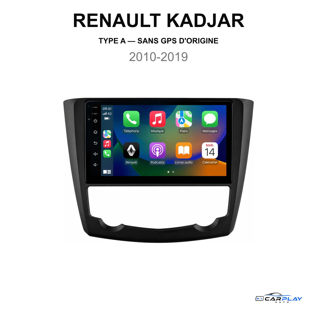 Écran CarPlay compatible avec Renault Kadjar [2010-2019] Type A - Sans GPS d'origine