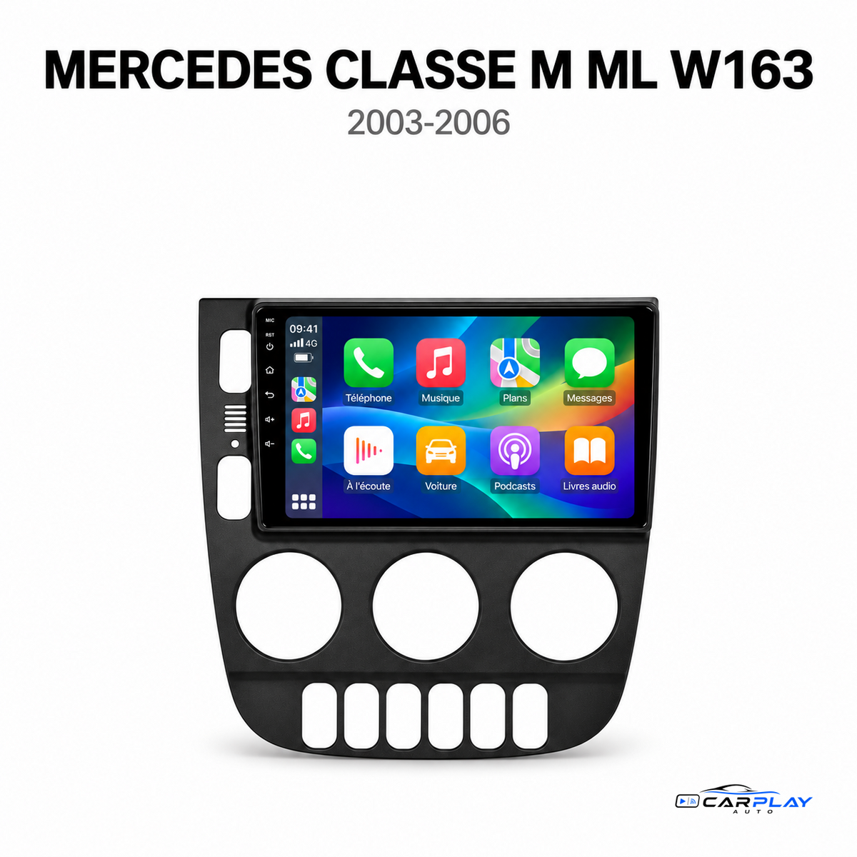 Écran CarPlay compatible avec Mercedes Classe M ML W163 [2003-2006]