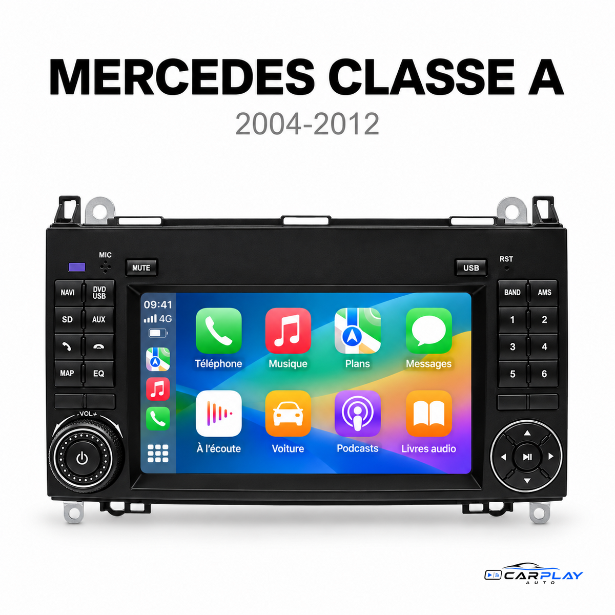 Écran CarPlay compatible avec Mercedes Classe A W169 [2004-2012] Style d'origine