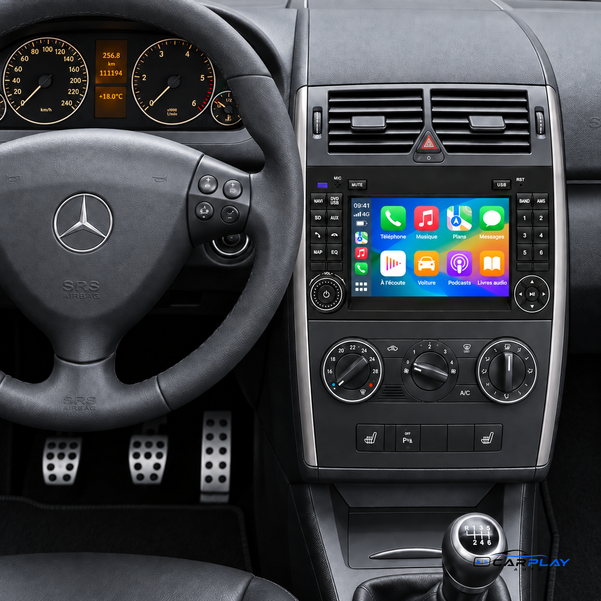 Écran CarPlay compatible avec Mercedes Classe A W169 [2004-2012] Style d'origine