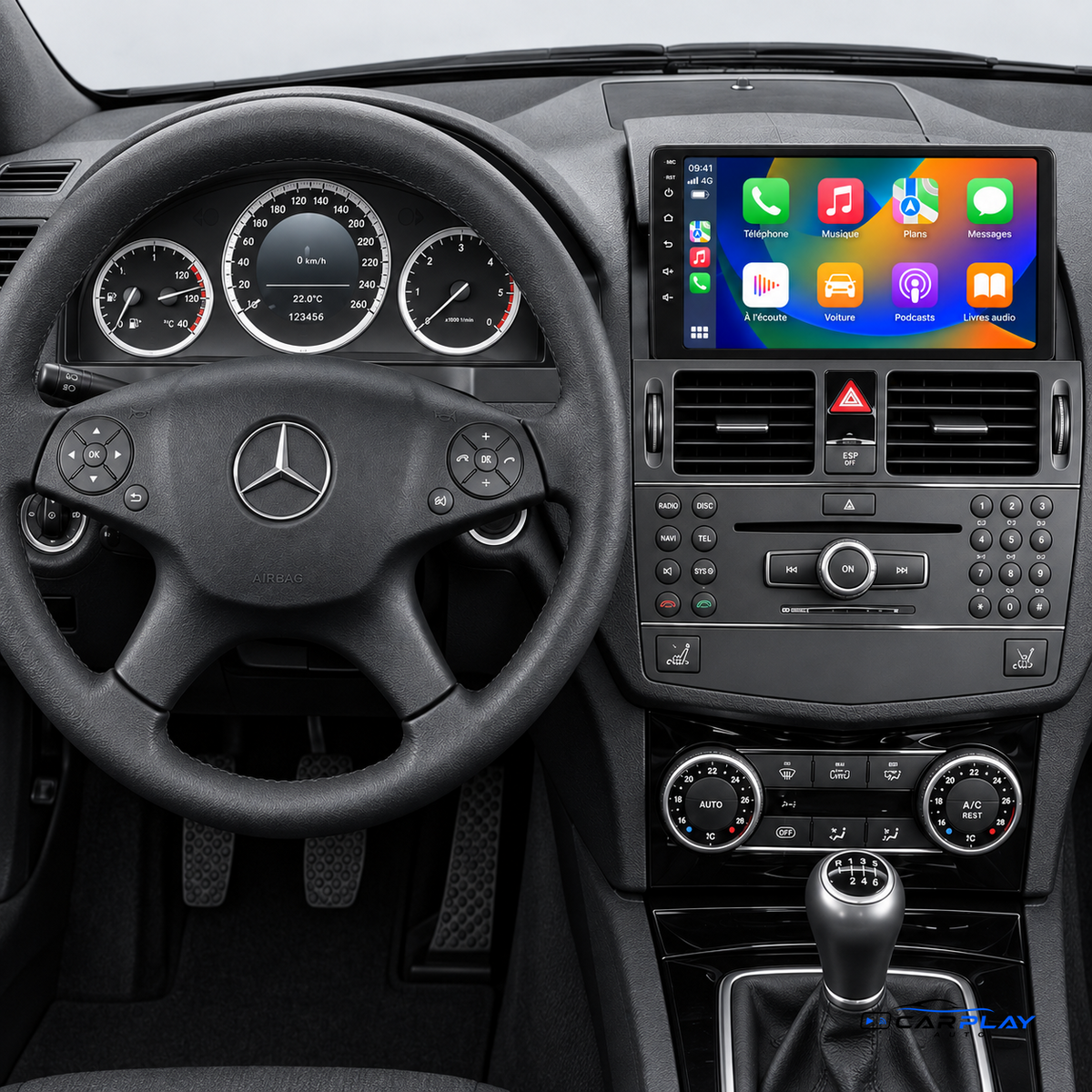 Écran CarPlay compatible avec Mercedes Classe C W204 / S204 [2006-2014]