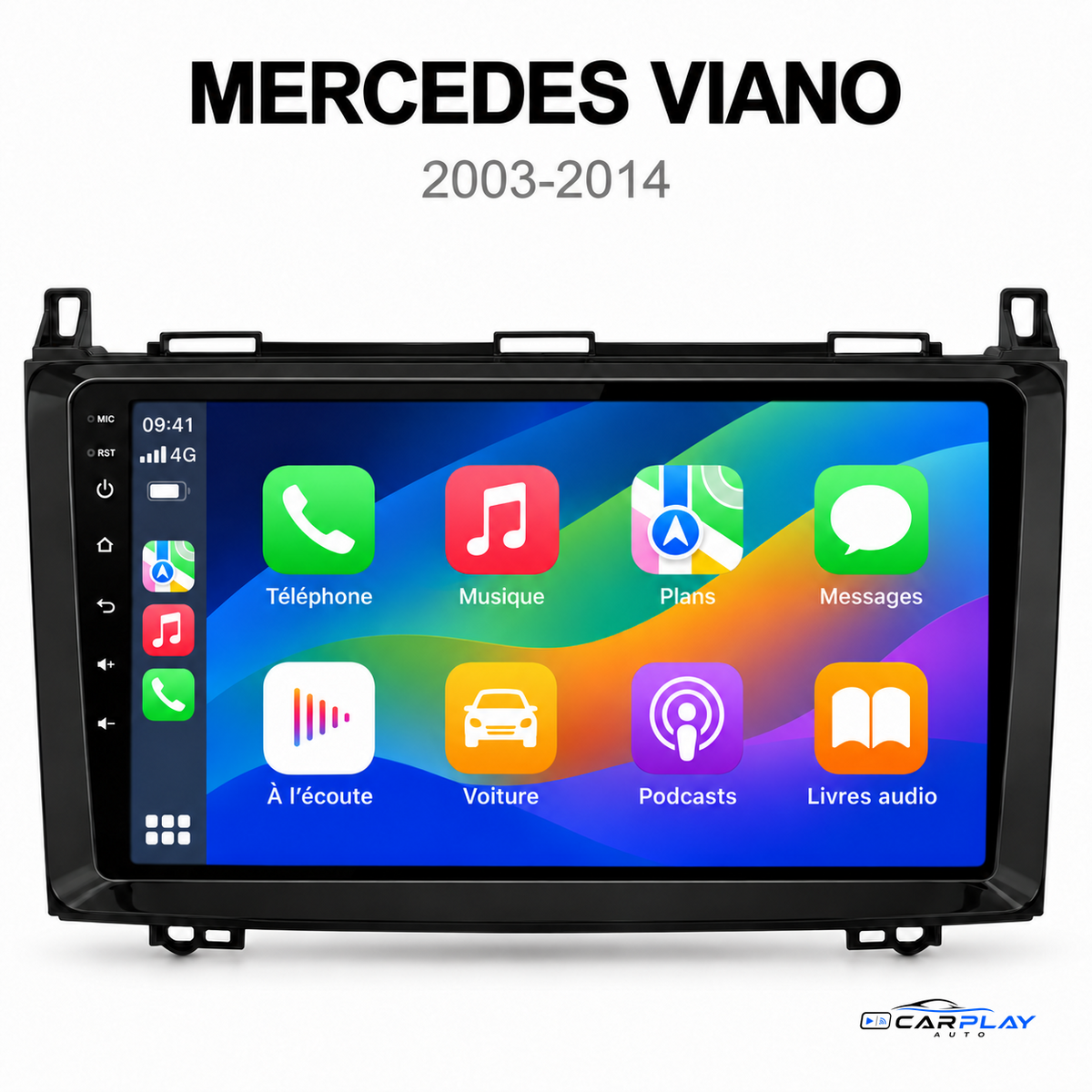 Écran CarPlay compatible avec Mercedes Viano W639 [2003-2014]
