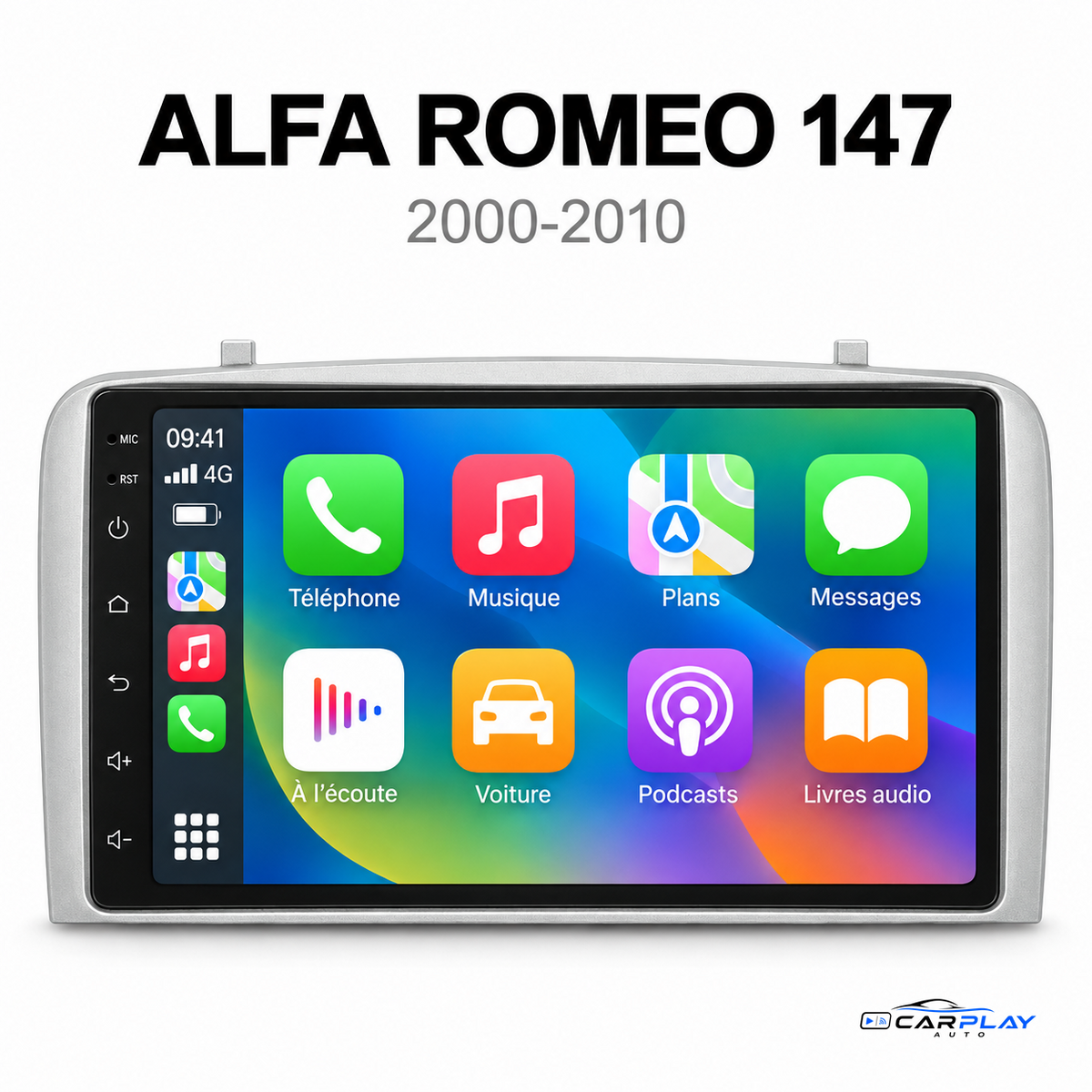 Écran CarPlay compatible avec Alfa Romeo 147 [2000-2010]