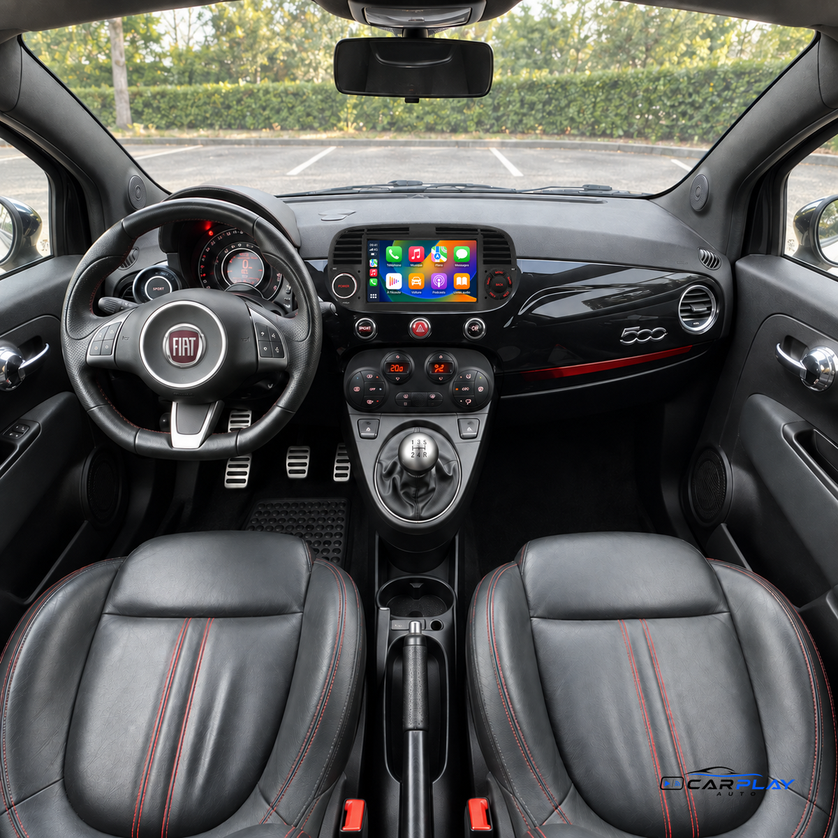 Écran CarPlay compatible avec Fiat 500 [2007-2015] - Noir