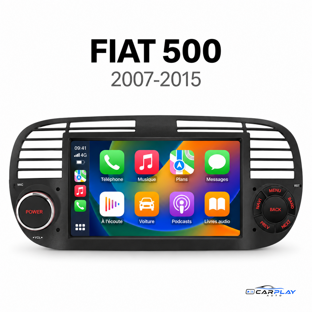 Écran CarPlay Fiat 500 2007-2015