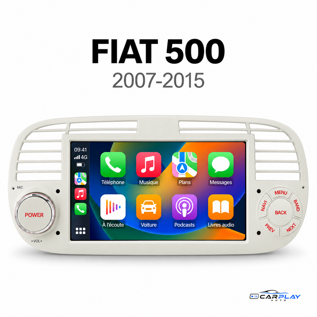 Écran CarPlay Fiat 500 2007-2015