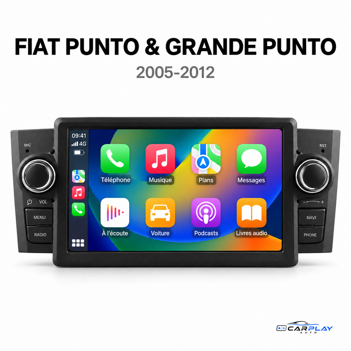 Écran CarPlay Fiat Punto / Grande Punto 2005-2012