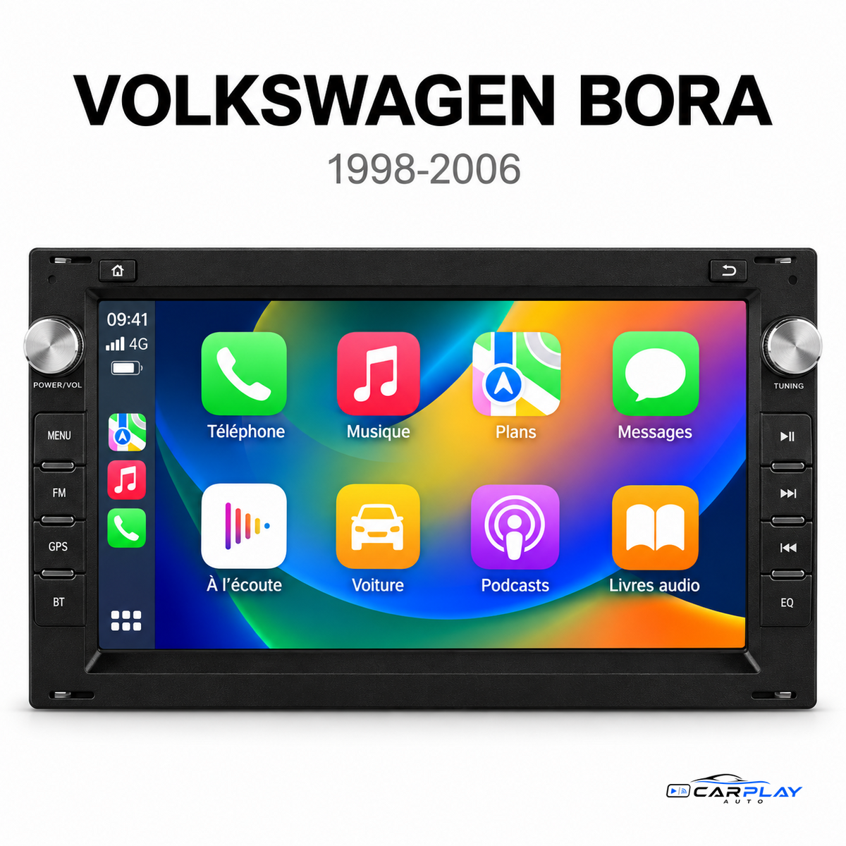 Écran CarPlay compatible avec Volkswagen Bora [1998-2006] - Style origine