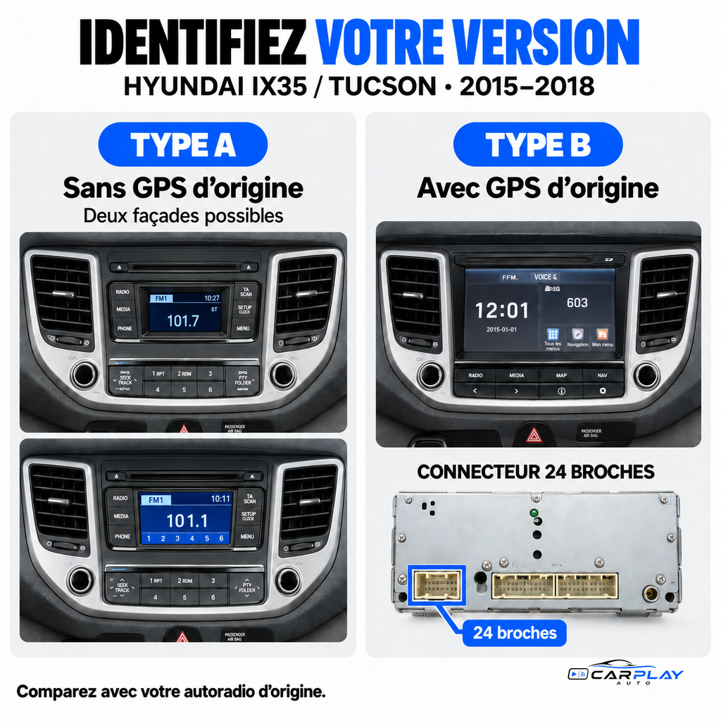 CarPlay screen compatible with Hyundai iX35 / Tucson [2015-2018] - Type B