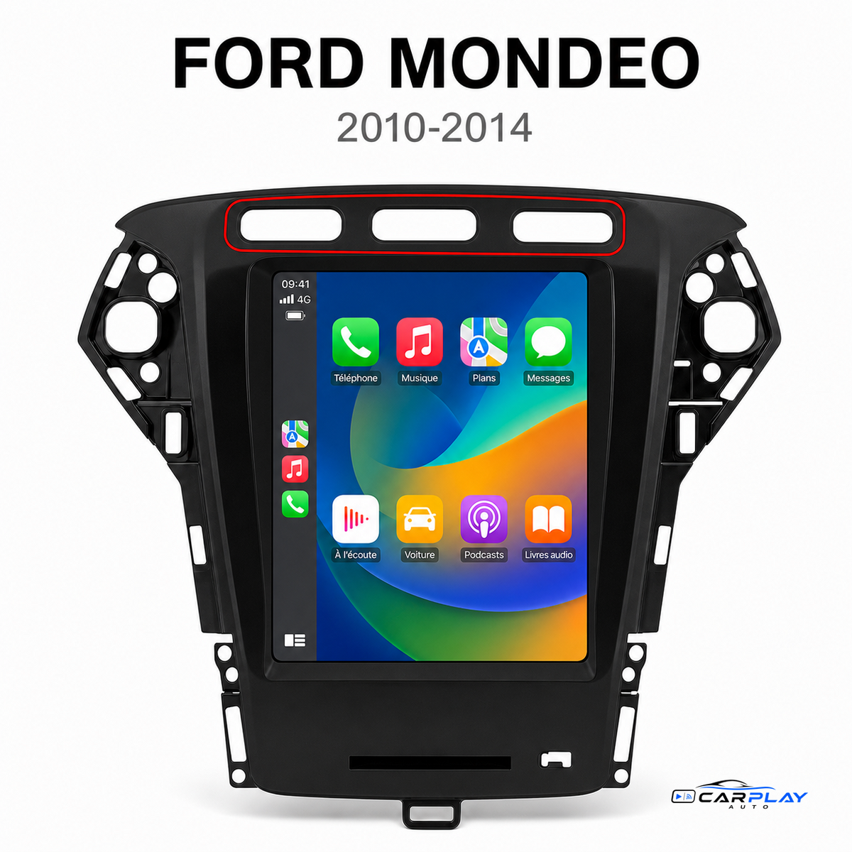 Écran CarPlay compatible avec Ford Mondeo [2010-2014] - Boutons en haut - Grand Écran