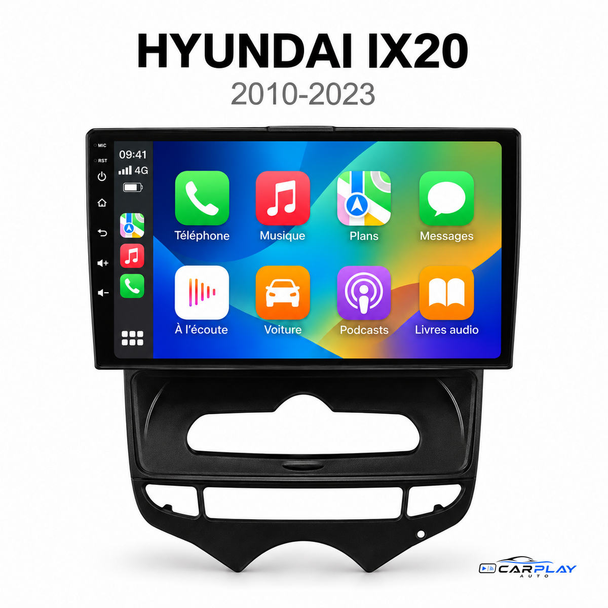 CarPlay screen compatible with Hyundai iX20 [2010-2023] - Automatic air conditioning