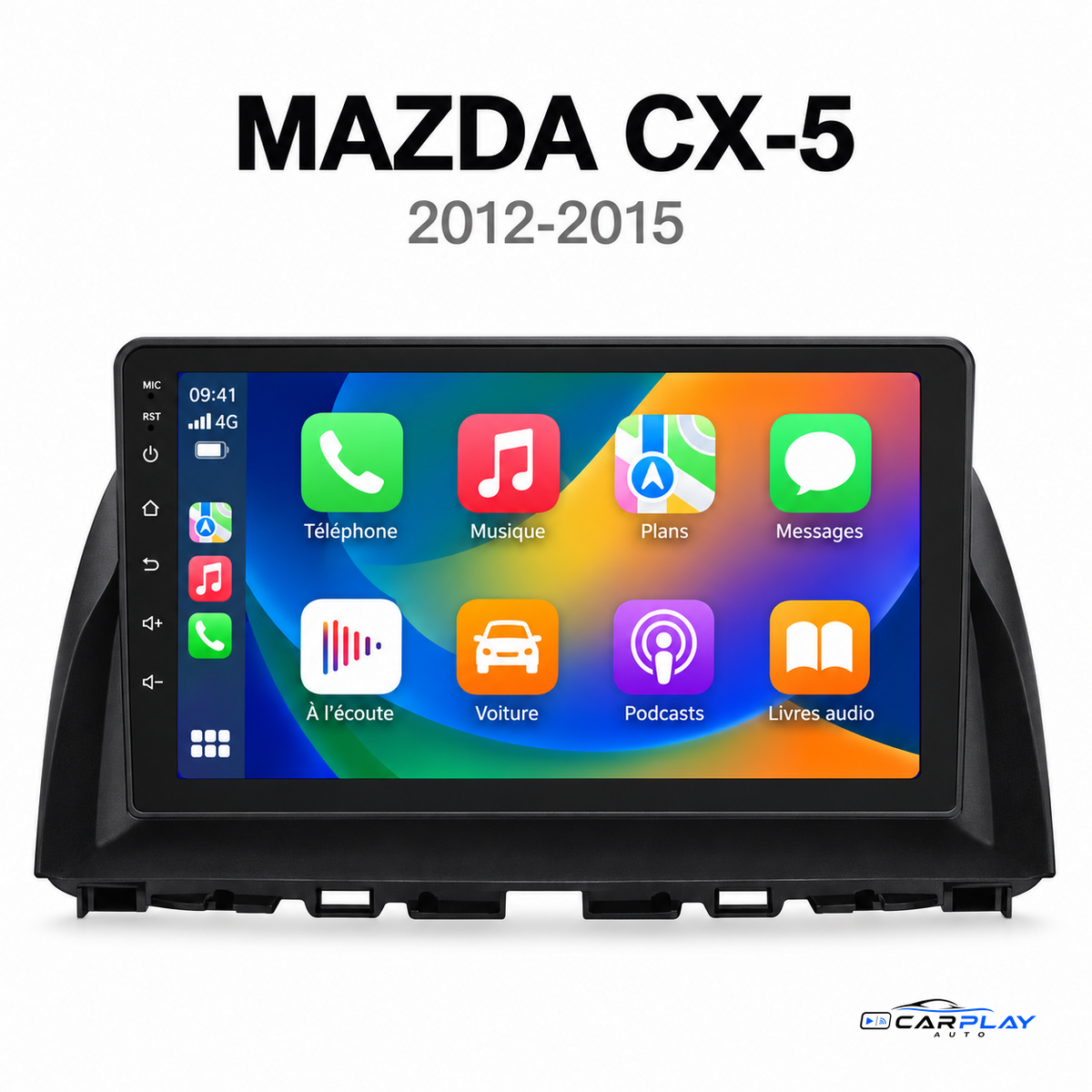 CarPlay screen compatible with Mazda CX-5 [2012-2015] - Type B (original GPS, side buttons)