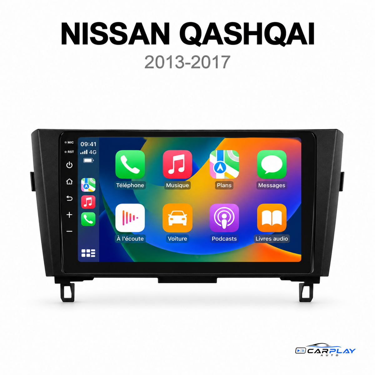 CarPlay screen compatible with Nissan Qashqai [2013-2017] - Standard audio - Without original camera