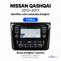 CarPlay screen compatible with Nissan Qashqai [2013-2017] - Bose/Standard audio + original 360° camera