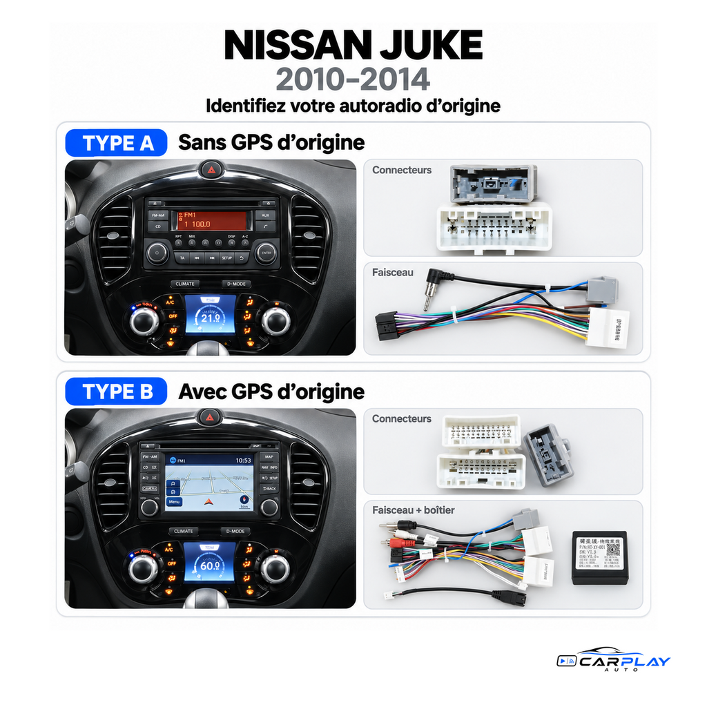 CarPlay screen compatible with Nissan Juke [2010-2014] - Without original GPS