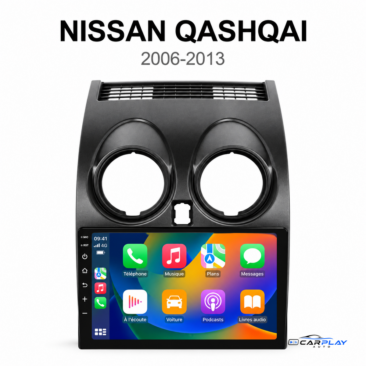 CarPlay screen compatible with Nissan Qashqai [2006-2013] without original GPS