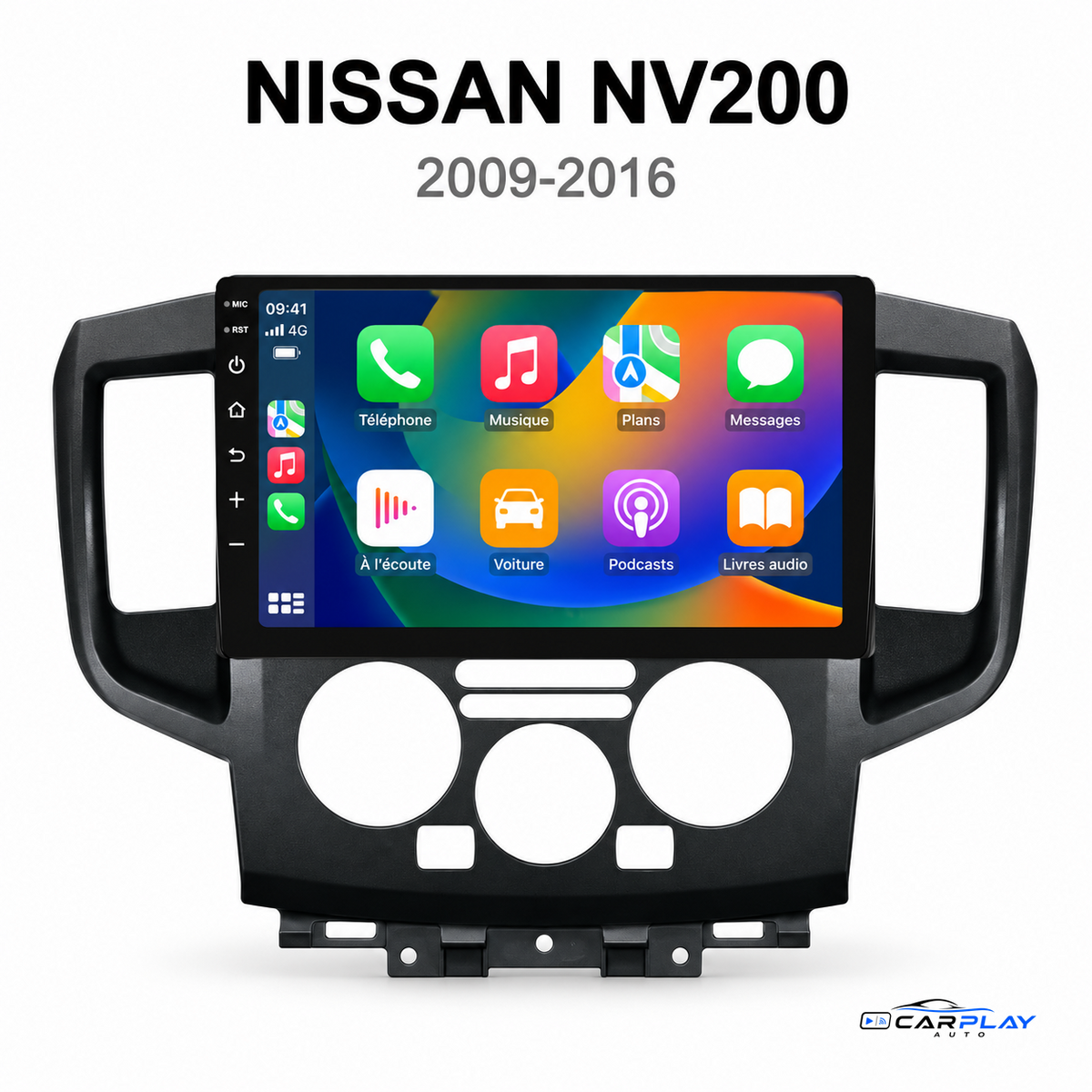 CarPlay screen compatible with Nissan NV200 [2009-2016] - Black