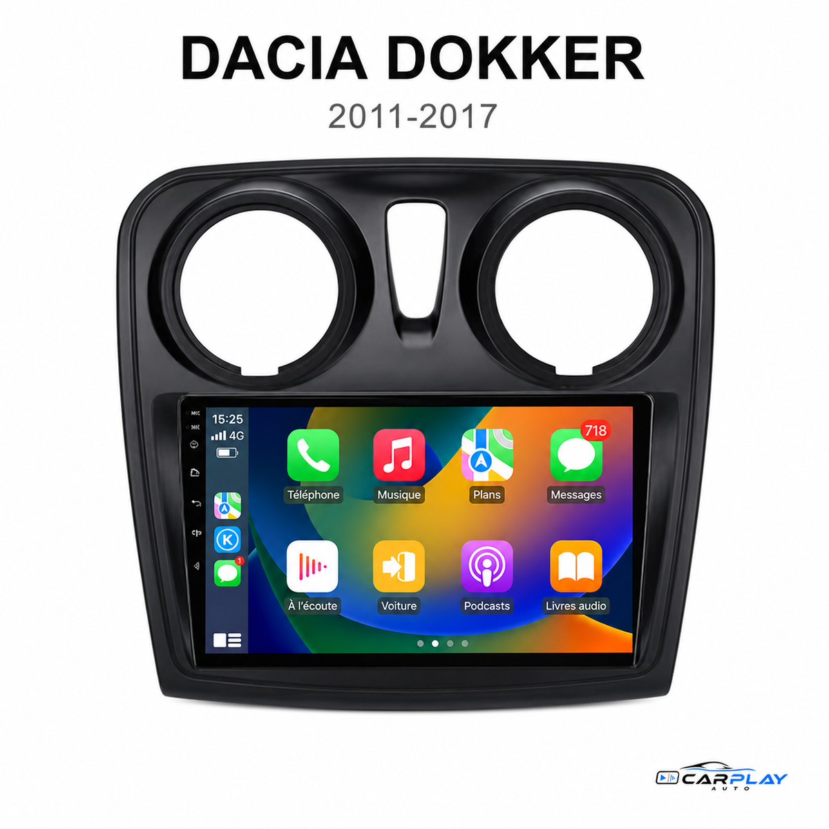 Écran CarPlay compatible avec Dacia Dokker [2011-2017] Style d'origine