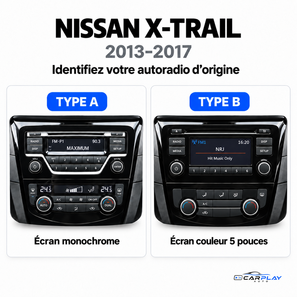 CarPlay-skärm kompatibel med Nissan X-Trail [2013-2017] - Standardljud - Utan originalkamera