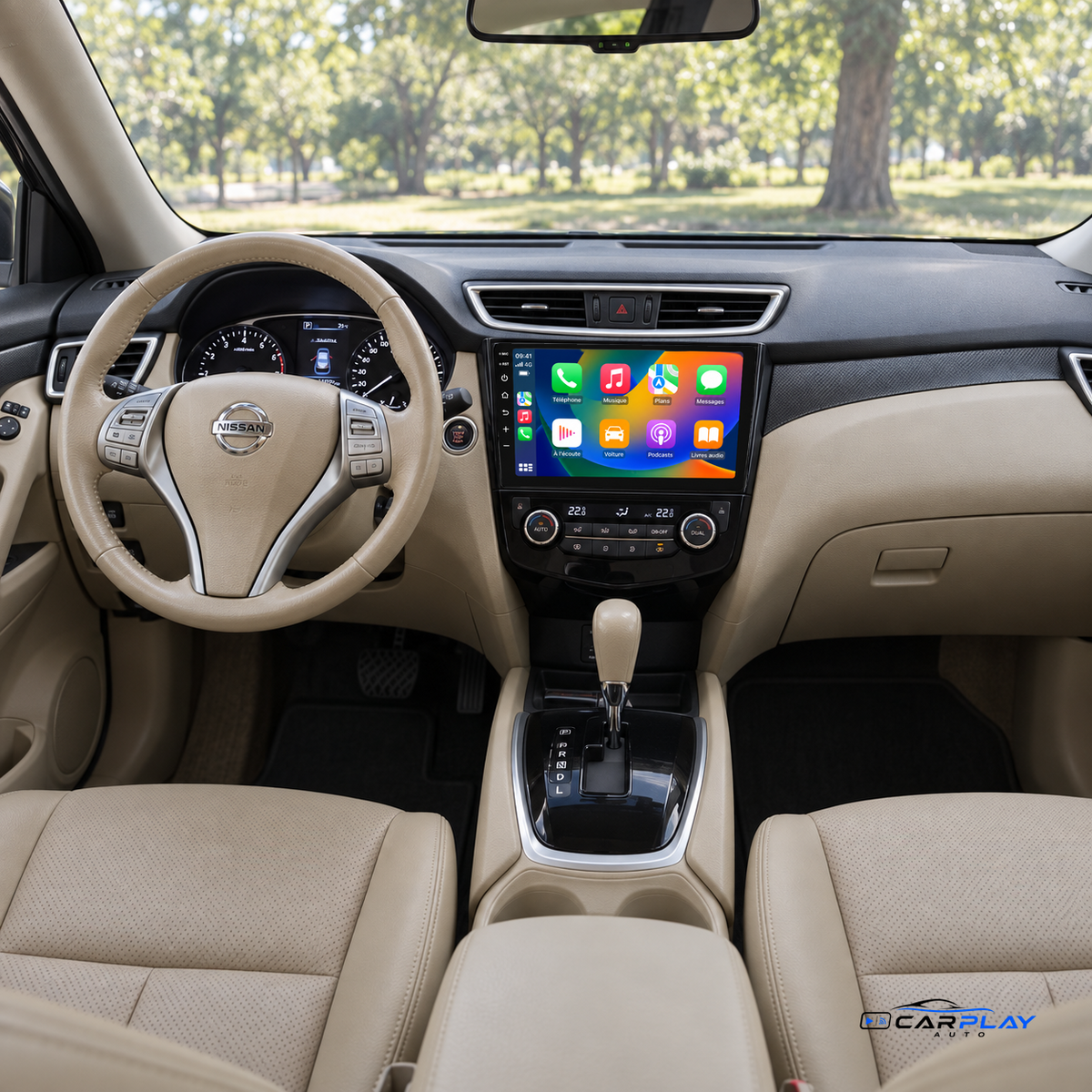 CarPlay-skärm kompatibel med Nissan X-Trail [2013-2017] - Standardljud - Utan originalkamera