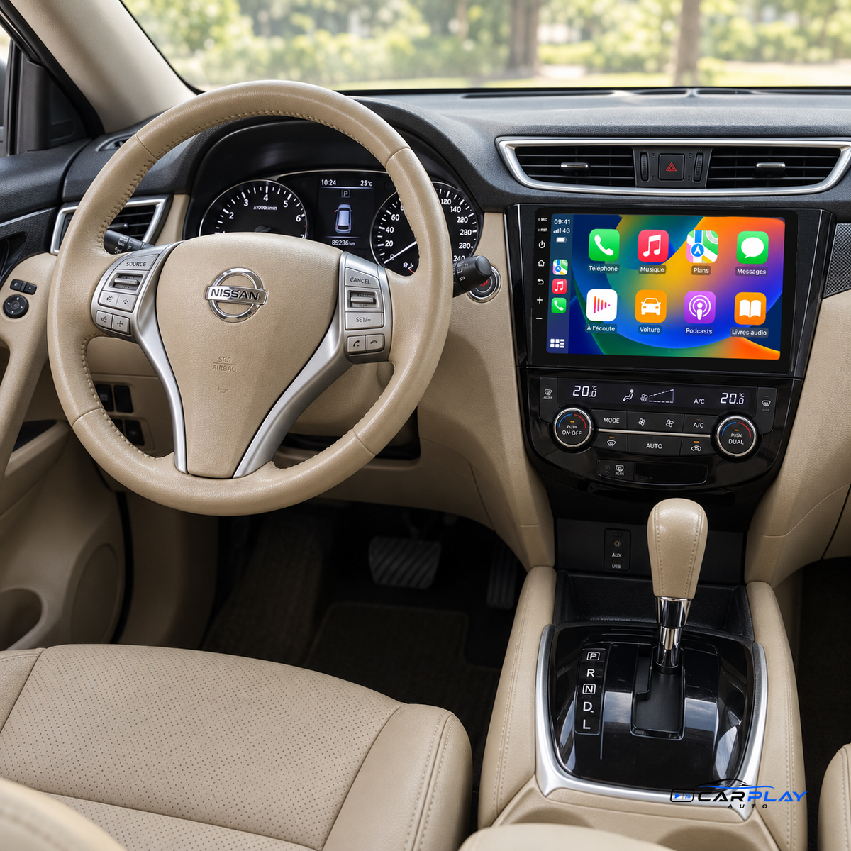 CarPlay-skärm kompatibel med Nissan X-Trail [2013-2017] - Standardljud - Utan originalkamera