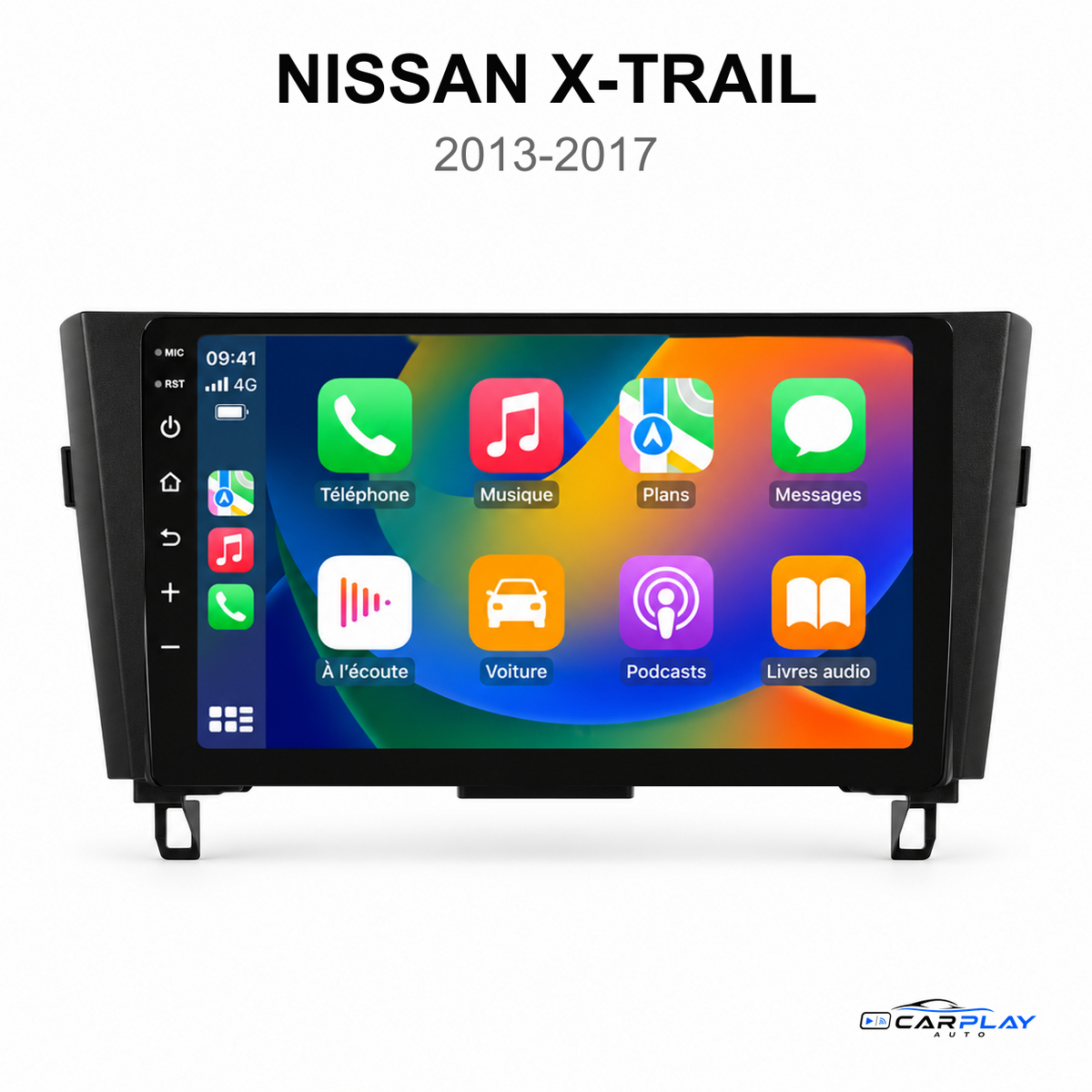 CarPlay-Bildschirm kompatibel mit Nissan X-Trail [2013-2017] – Standard-Audio – Ohne Originalkamera
