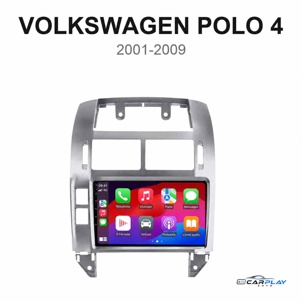 Écran CarPlay compatible avec Volkswagen Polo 4 [2001-2009] TYPE B - GRIS