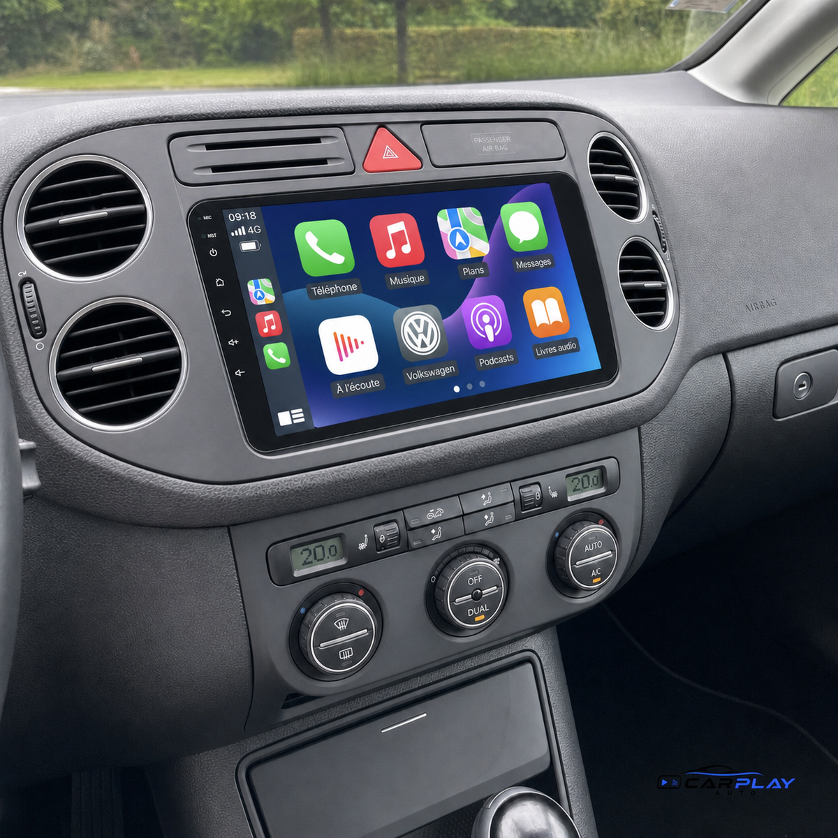Écran CarPlay compatible avec Volkswagen Golf Plus [2006-2016] — Type B, warning triangulaire