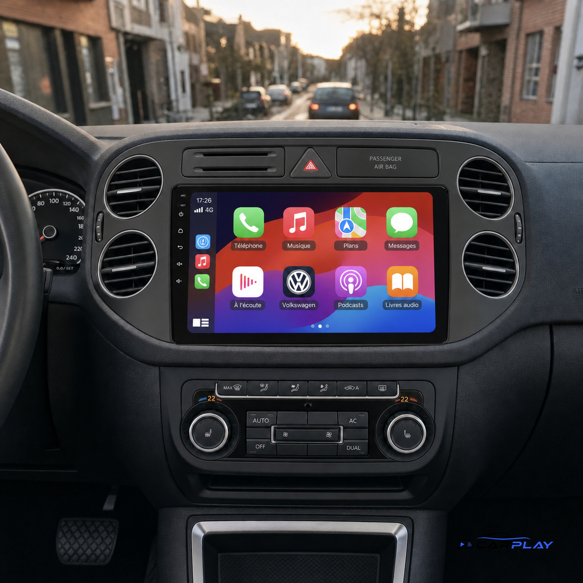 Écran CarPlay compatible avec Volkswagen Golf Plus [2006-2016] — Type B, warning triangulaire