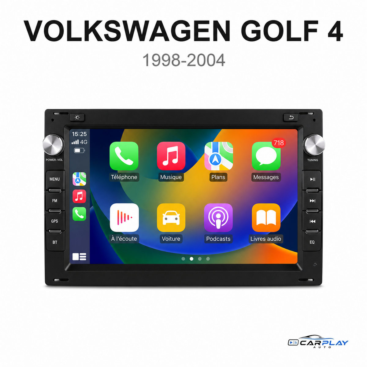 Écran CarPlay compatible avec Volkswagen Golf 4 [1998-2004] - Style d'origine