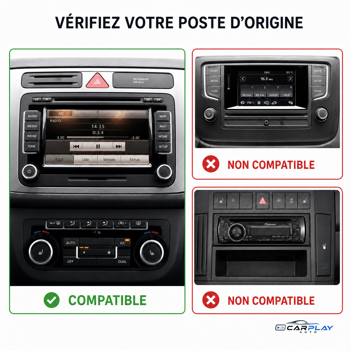Écran CarPlay compatible avec Volkswagen Amarok [2010-2015]