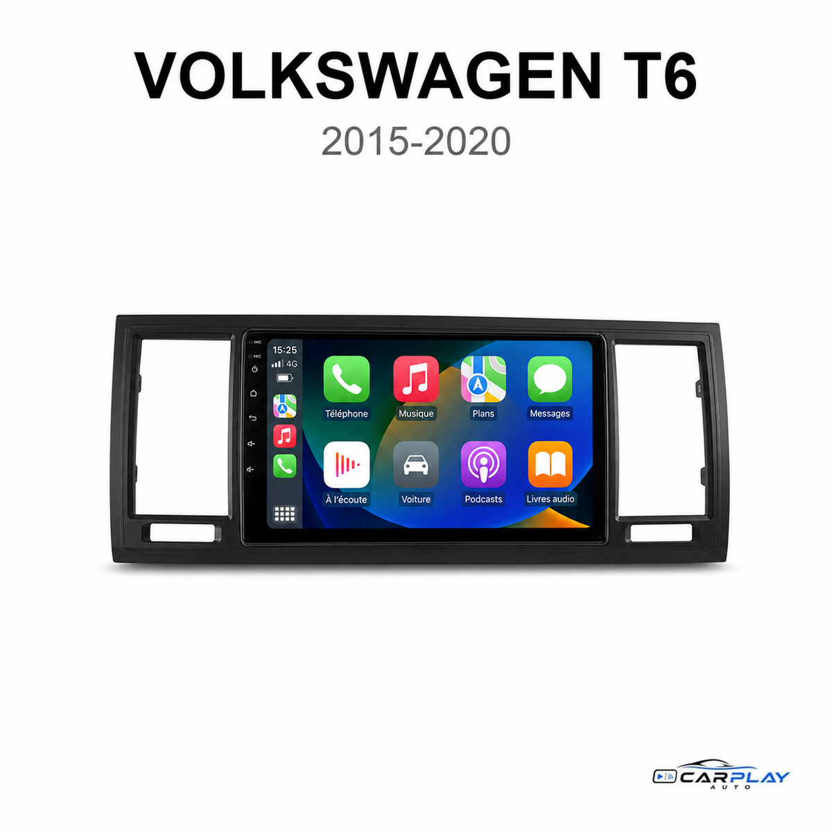Écran CarPlay compatible avec Volkswagen T6 [2015-2020] MK6 - Avec molettes d'aération
