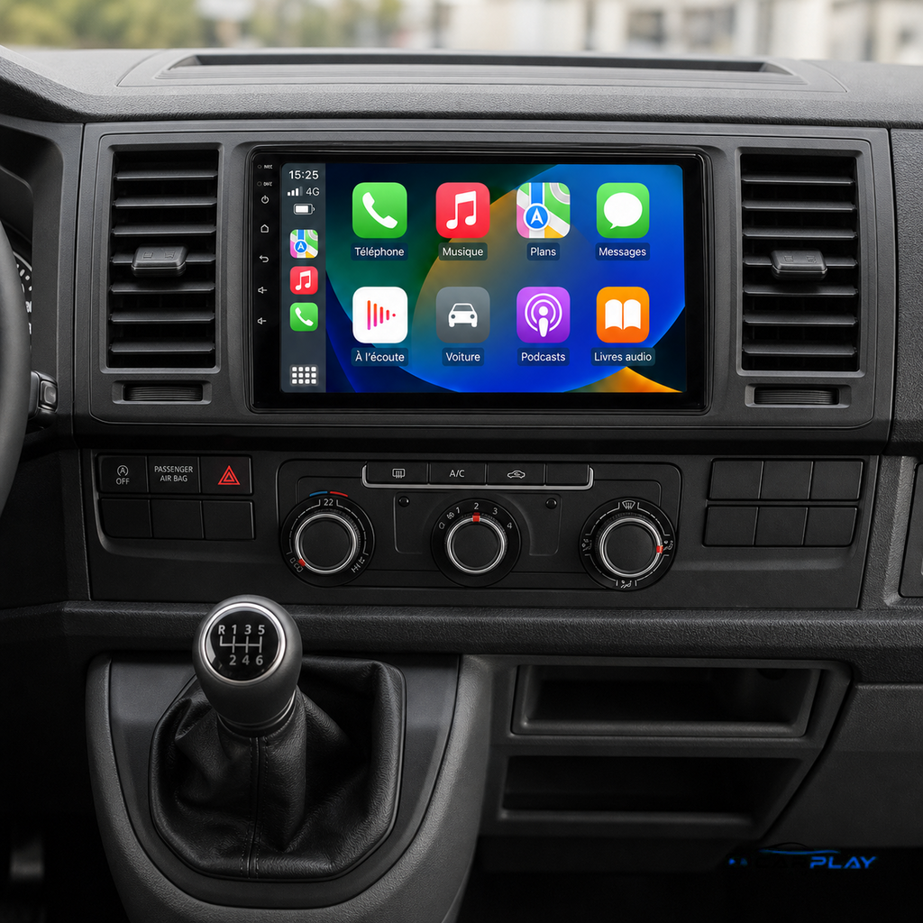 Écran CarPlay compatible avec Volkswagen T6 [2015-2020] MK6 - Avec molettes d'aération