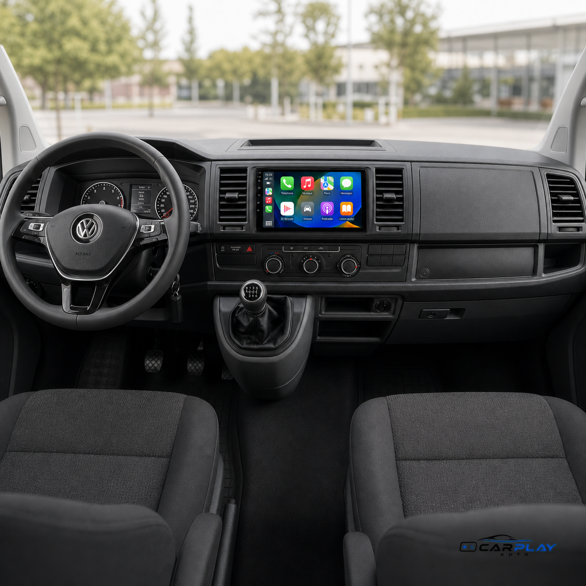 Écran CarPlay compatible avec Volkswagen T6 [2015-2020] MK6 - Avec molettes d'aération