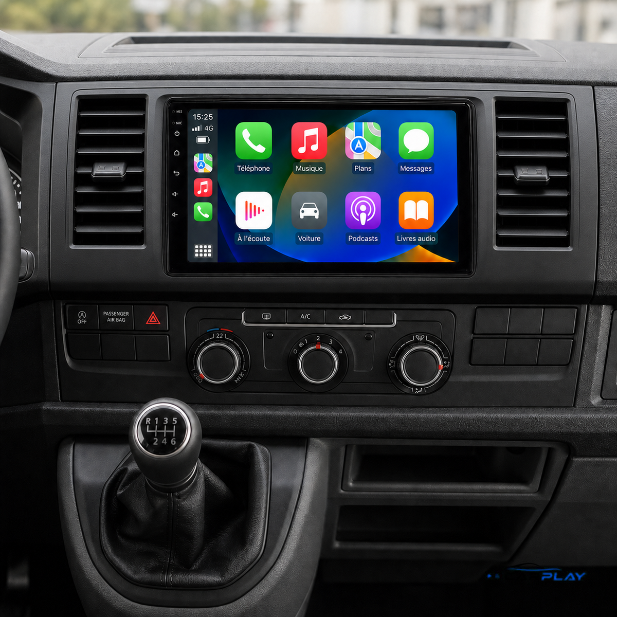 Écran CarPlay compatible avec Volkswagen T6 [2015-2020] MK6 - Sans molettes d'aération