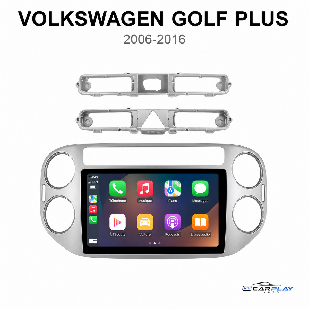 Écran CarPlay compatible avec Volkswagen Golf Plus [2006-2016] — Gris