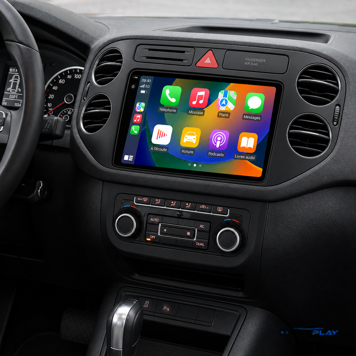 Écran CarPlay compatible avec Volkswagen Tiguan [2006-2016] Type B - Warning triangulaire