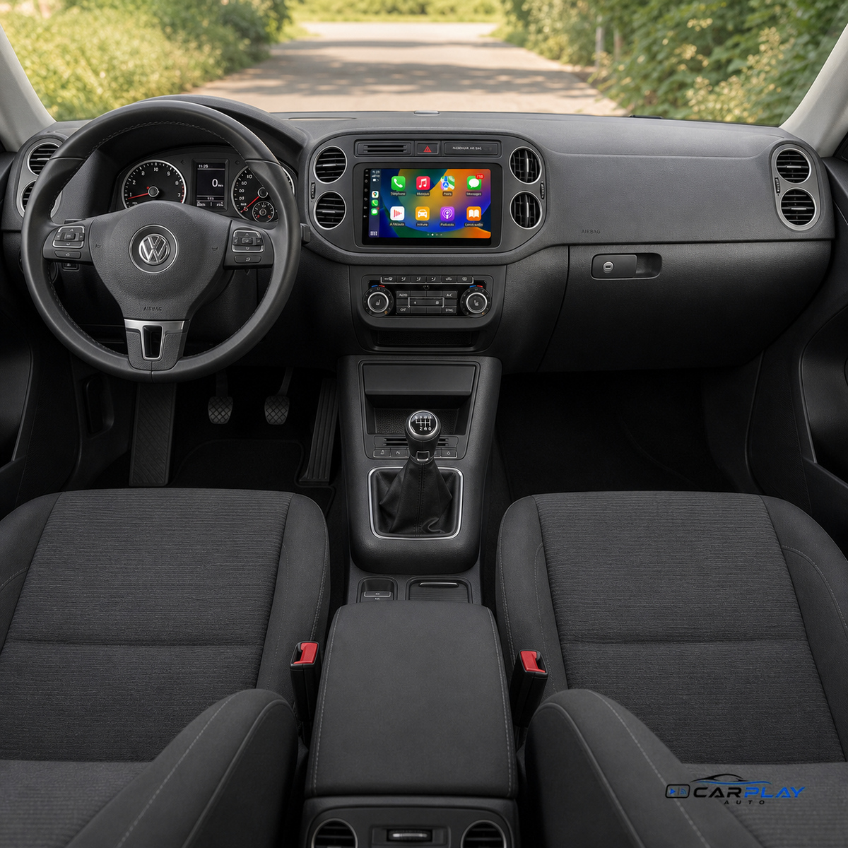 Écran CarPlay compatible avec Volkswagen Tiguan [2006-2016] Type A - Warning carré