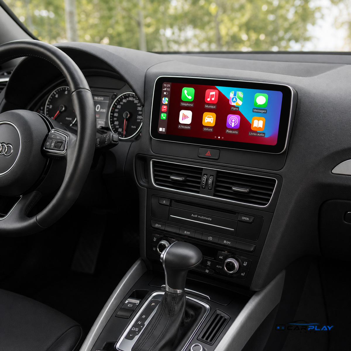 Écran CarPlay compatible avec Audi Q5 [2009-2015] - GPS d'origine - Warning sous l'écran