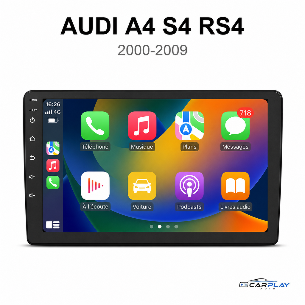 Écran CarPlay compatible avec Audi A4 /S4 / RS4 [2000-2009] Grand écran tactile