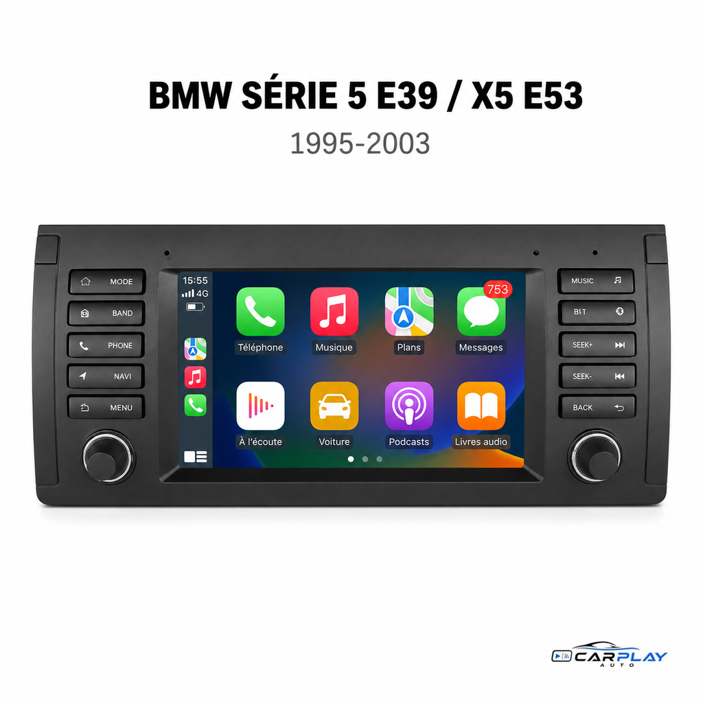 Écran CarPlay compatible avec BMW Série 5 E39 / X5 E53 [1995-2003] (style d'origine)