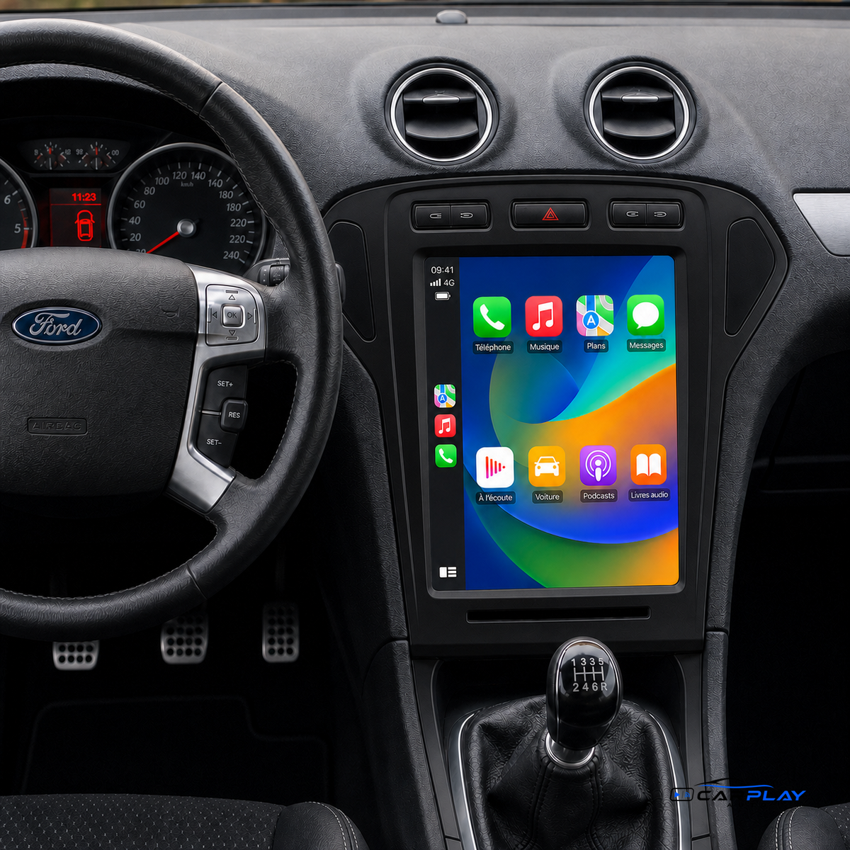 Écran CarPlay compatible avec Ford Mondeo [2010-2014] - Boutons en haut - Grand Écran