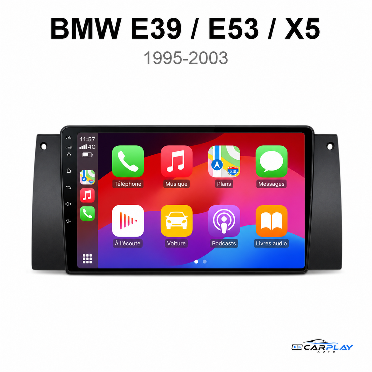 Écran CarPlay compatible avec BMW Série 5 E39 / X5 E53 [1995-2003] (grand écran tactile)