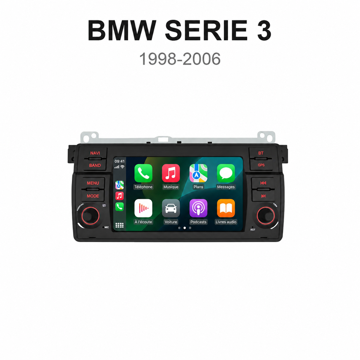 Écran CarPlay compatible avec BMW Série 3 [1998-2006] E46 - Style d'origine