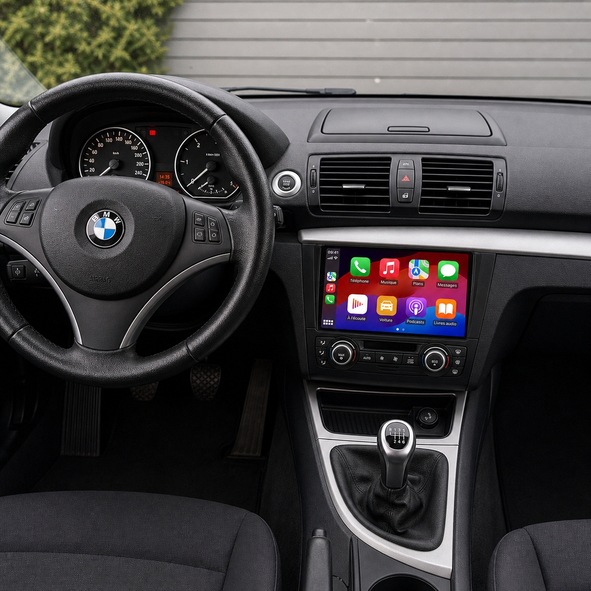 Écran CarPlay compatible avec BMW Série 1 [2004-2011] - Climatisation automatique